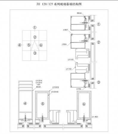 JH120/125系列玻璃幕墻結(jié)構(gòu)圖