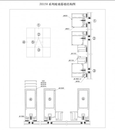 JH150系列玻璃幕墻結(jié)構(gòu)圖