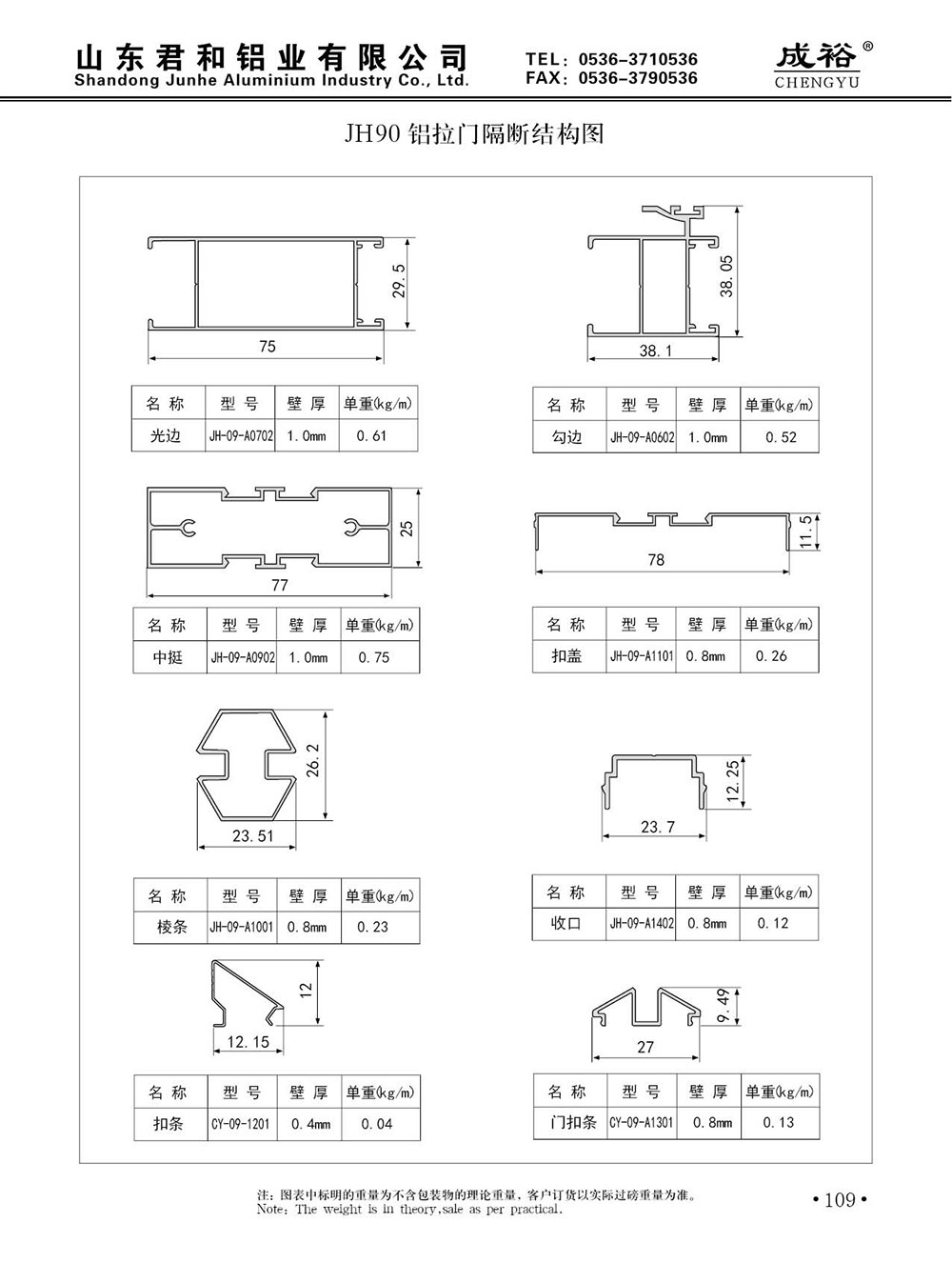 JH90 鋁拉門隔斷結構圖